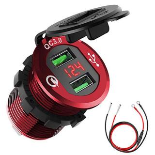 SOONHUA QC3.0 Dual USB Car Charger LED Digital Display Voltmeter Water_1